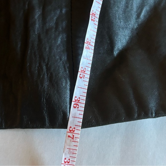 Vintage oversized buttery leather long black coat jacket puffed shoulder size M - Picture 15 of 15